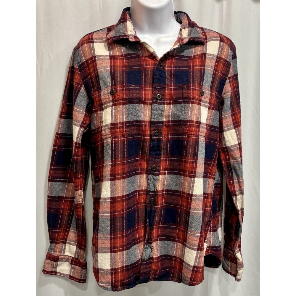 True Craft Women's Flannel Shirt Size Large Red Plaid Long Sleeve Button Down